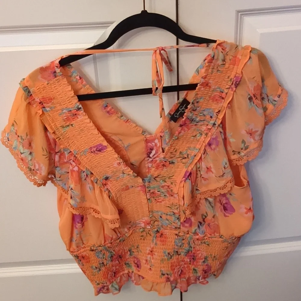 Jessica Simpson Lilianna floral print smocked tie back
